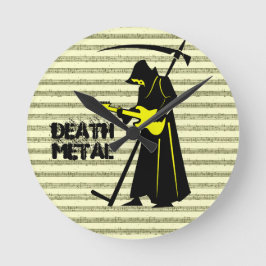 Relógio Redondo Violão-de-vidro ☠️ crânio gótico 💀 Design