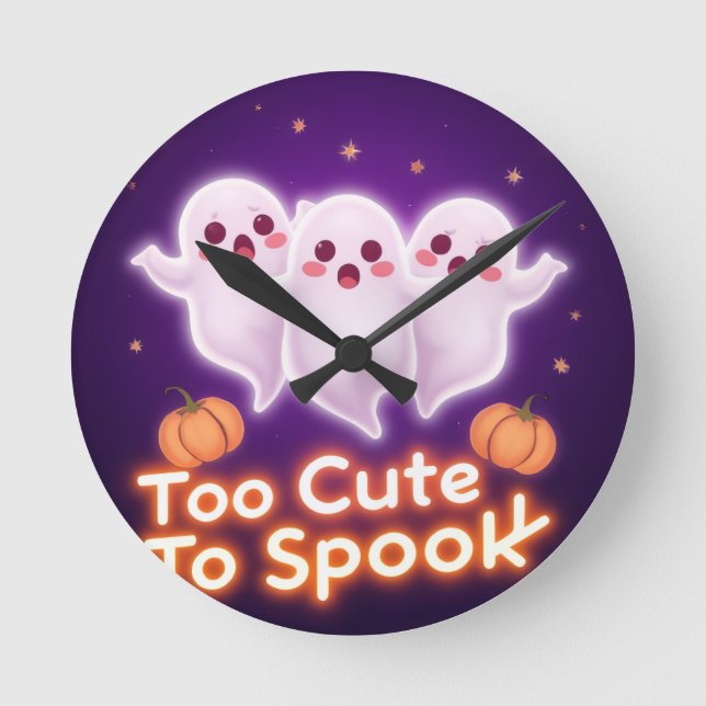 Relógio Redondo Viral Spooky Cute Ghosts 👻 Halloween Design (Frente)