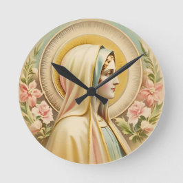 Relógio Redondo Virgin Mary Wall Clock