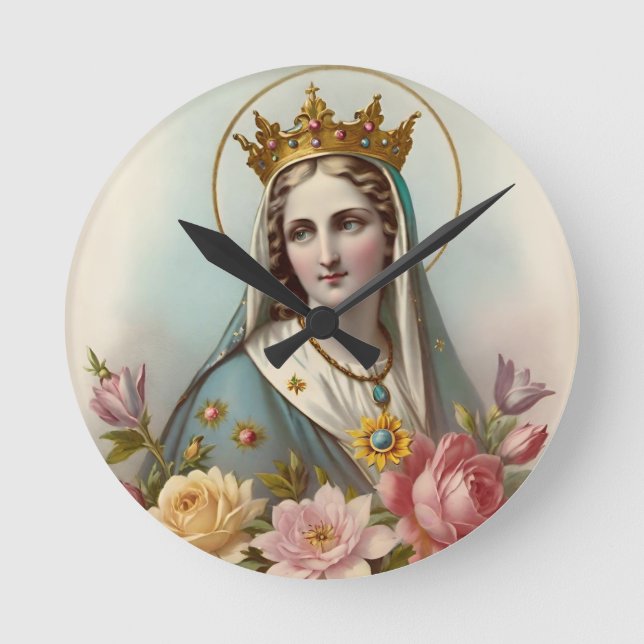 Relógio Redondo Virgin Mary Wall Clock (Frente)