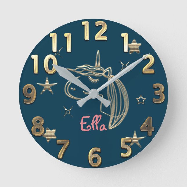 Relógio Redondo Vista de Férias Douradas (Frente)