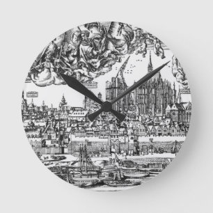 Relógio Redondo Vista geral da água de Colônia, 1531 (gravura)