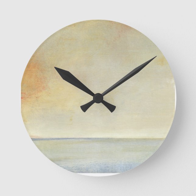 Relógio Redondo Vista marítima com Sunset de Laranja Tranquilo (Frente)