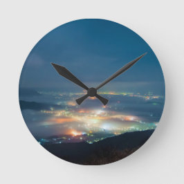 Relógio Redondo Vista Noturna Aso Night Sea Of Clouts Japan Kumamo