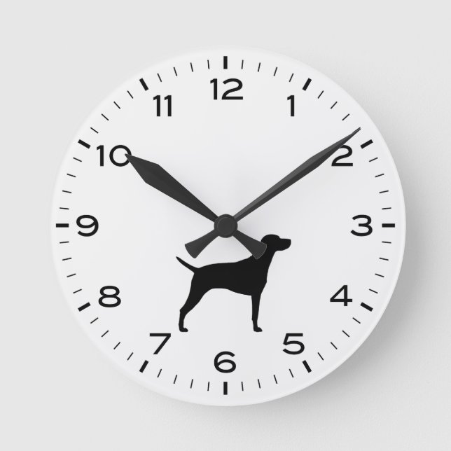 Relógio Redondo Vizsla Dog Breed Silhouette Round Clock (Frente)