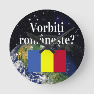 Relógio Redondo Você fala o Romanian? no Romanian. Bandeira &
