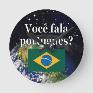 Relógio Redondo Você fala português? em português. Terra da ban