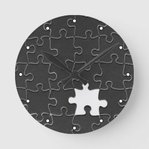Relógio Redondo Você Me Completa Jigsaw Romântico Preto e Branco
