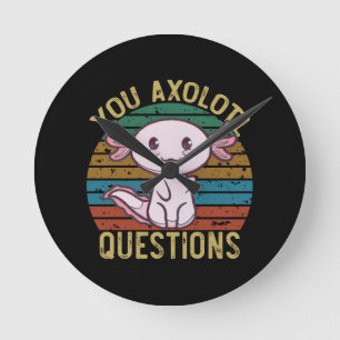 Relógio Redondo Você Perguntas Axolotl Retro 90s Axolotl Engraçado