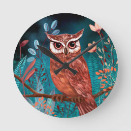 Relógio Redondo Vom Künstler handillustrierte Eule – Boho Natur