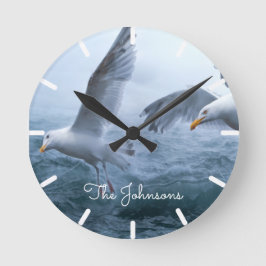 Relógio Redondo Voo de gaivotas sobre o mar