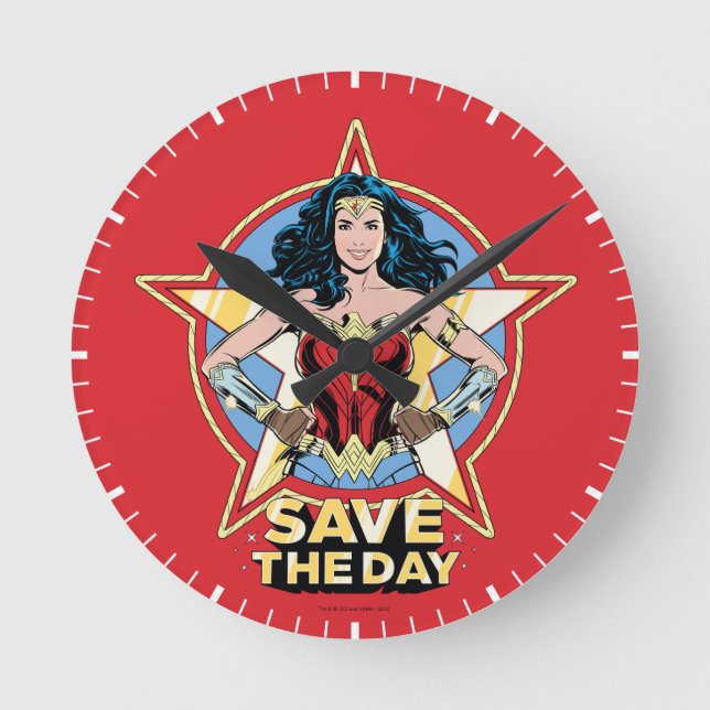 Relógio Redondo W84 | Salva O Dia Da Mulher Maravilha (Frente)