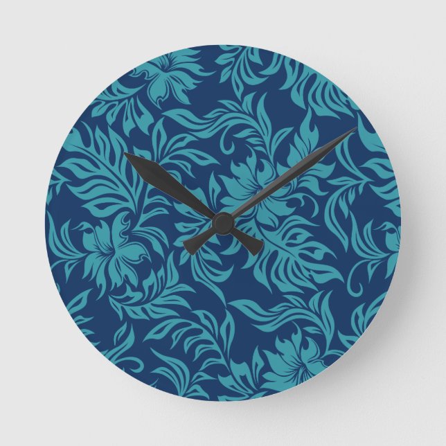 Relógio Redondo Waikiki Hibiscus Hawaiian Wall Clocks (Frente)