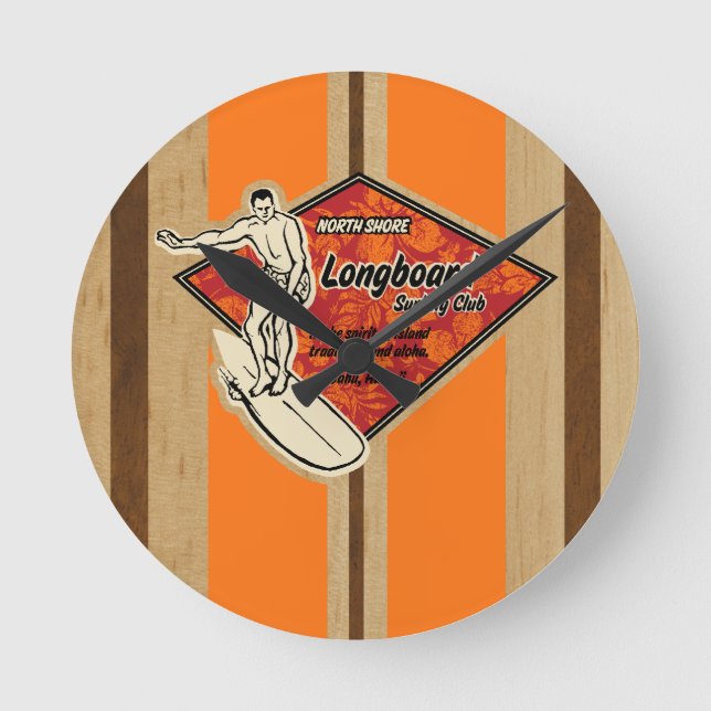 Relógio Redondo Waimea Surfboard Hawaiai Wall Clocks (Frente)