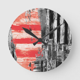 Relógio Redondo Wall Clock – Red Pulse Abstract Design