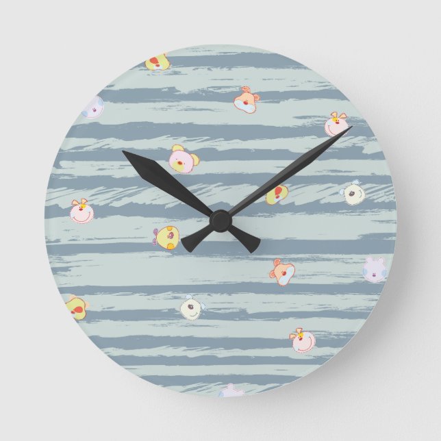 Relógio Redondo Wall Clock – Whimsy Faces (Frente)