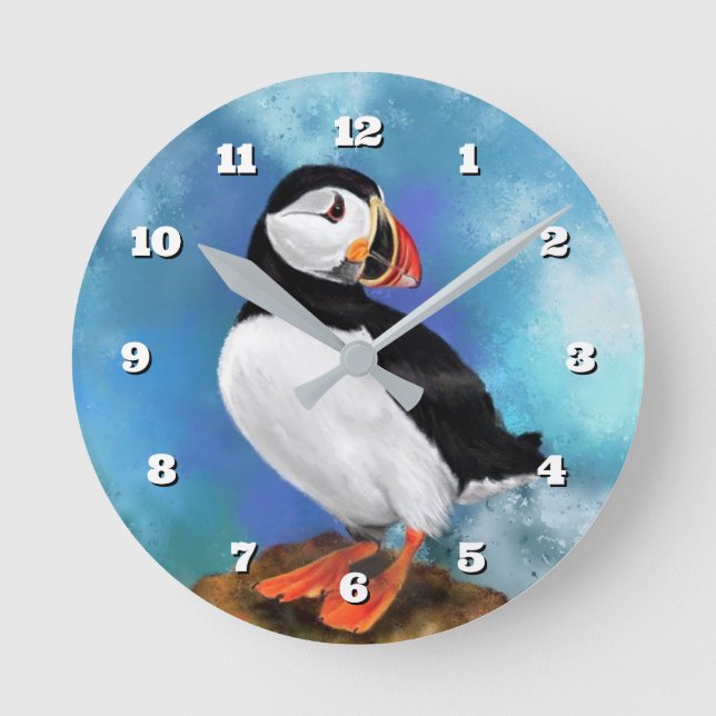Relógio Redondo Wall Clock with Puffin (Frente)