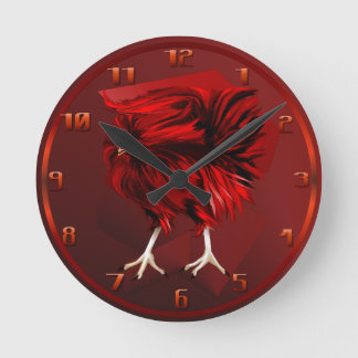 Relógio Redondo Wallclock do Hot Red Rooster