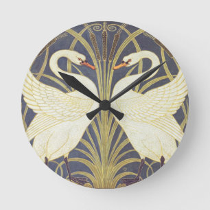 Relógio Redondo Walter Crane Cisne, Junco E Íris Art Nouveau