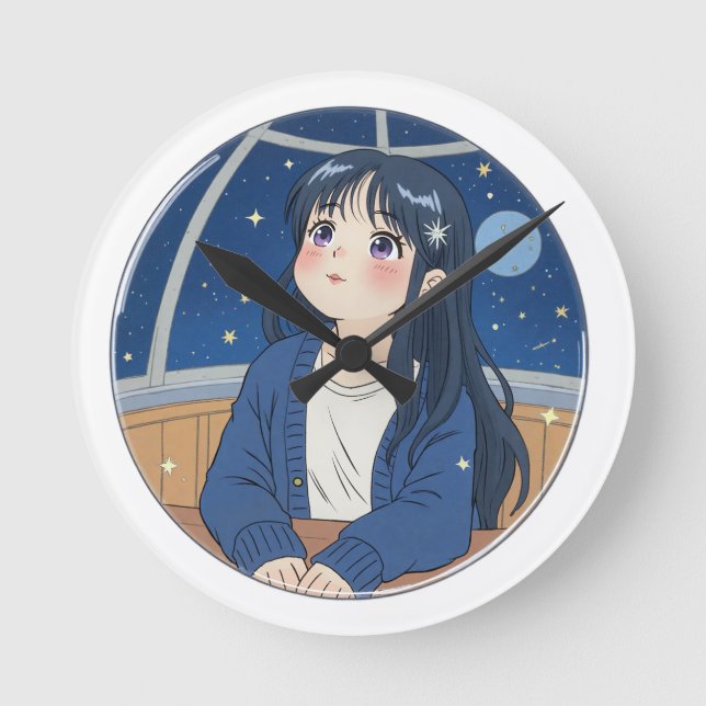 Relógio Redondo Watching the stars at the planetarium (Frente)