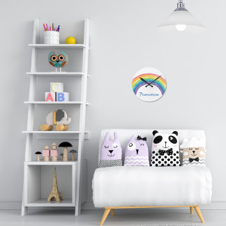 Relógio Redondo Watercolor Rainbow Clock