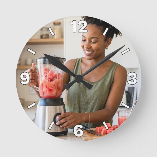 Relógio Redondo Watermelon Smoothie Blender Kitchen Decor (Frente)