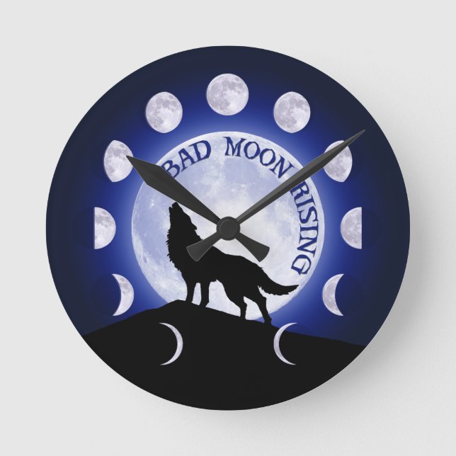 Relógio Redondo Werewolf Moon Phase Bad Moon Clock (Frente)