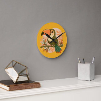 Relógio Redondo Whimsical Pastel Toucan