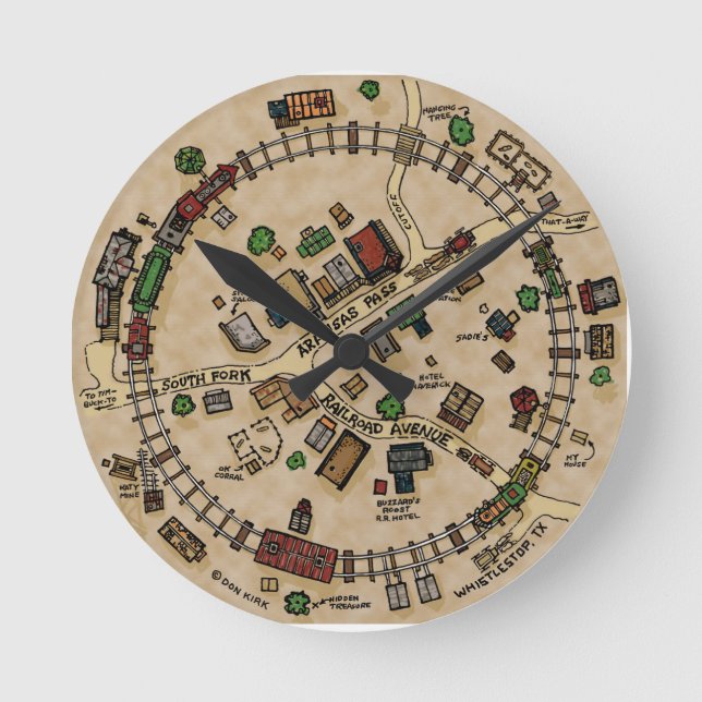 Relógio Redondo Whistlestop, Texas (Frente)