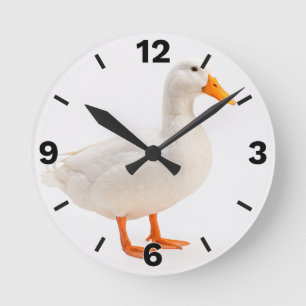 Relógio Redondo White Duck Farm Animal Countryside Rustic Decor
