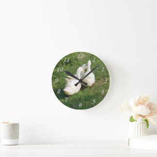 Relógio Redondo White Ducks Wall Clock