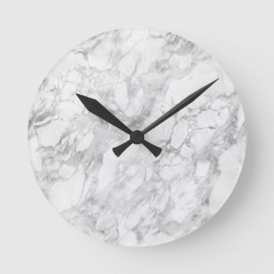Relógio Redondo White Gray Marble Classic Elegant Beauty Glitzy
