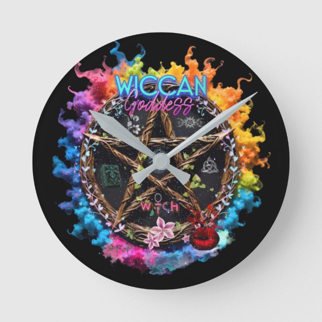 Relógio Redondo Wiccan Goddess (Frente)
