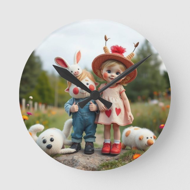Relógio Redondo „Wiesenfreunde – Abenteuer im Blumengarten“ (Frente)