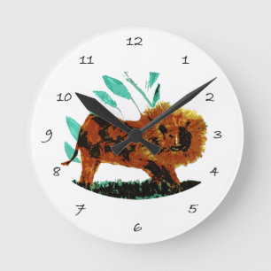 Relógio Redondo Wildlife Big Cat Art Lion