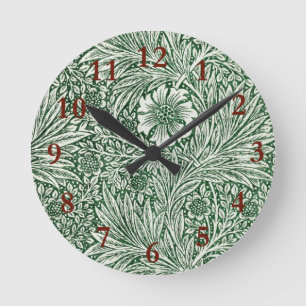 Relógio Redondo william morris marigold verde floral flor
