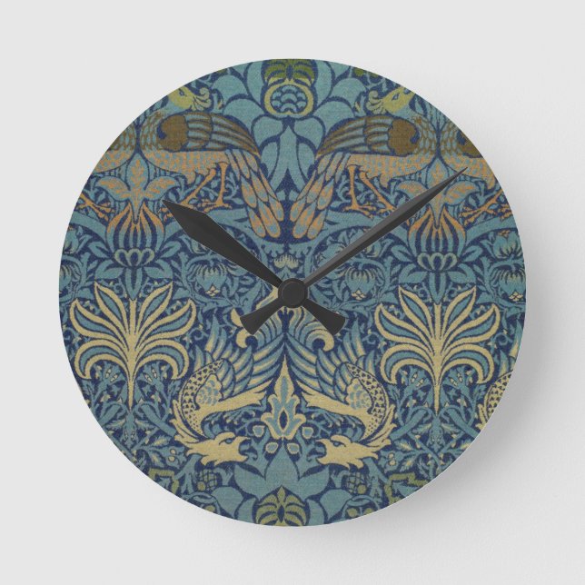Relógio Redondo William Morris Peacock and Dragon (Frente)