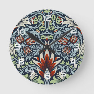 Relógio Redondo William Morris Snakeshead Floral Clássica Botânica