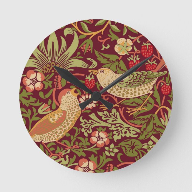 Relógio Redondo William Morris Strawberry Thef Round Clock (Frente)