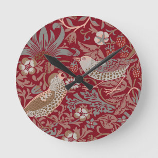 Relógio Redondo William Morris Strawberry Thef Round Clock