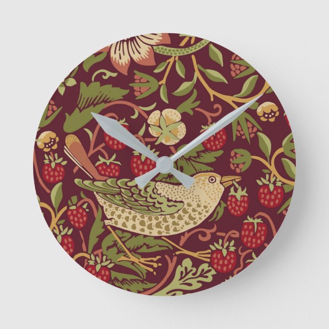 Relógio Redondo William Morris Strawberry Thef Round Clock (Frente)