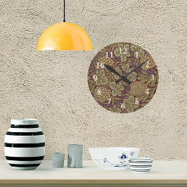 Relógio Redondo William Morris Vine Grape Red Green Art