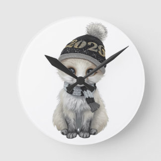 Relógio Redondo Winter Cutie 2026 Wall Clock – Cute Winter Animal