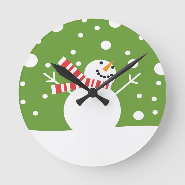 Relógio Redondo Winter Holiday Snowman (Frente)