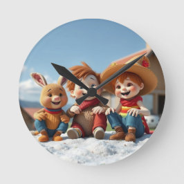 Relógio Redondo Winterfreunde im Glück