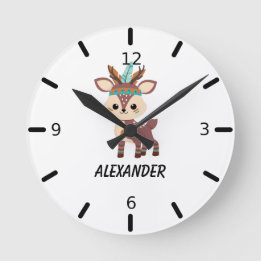 Relógio Redondo Woodland Deer Acrywall Clock