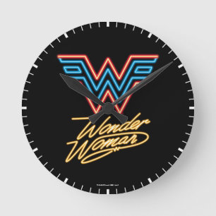 Relógio Redondo WW84 Wonder Woman Neon Light Logo
