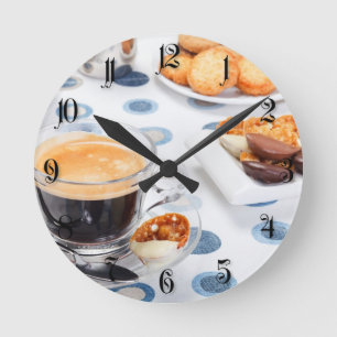 Relógio Redondo Xícara de café e biscoito