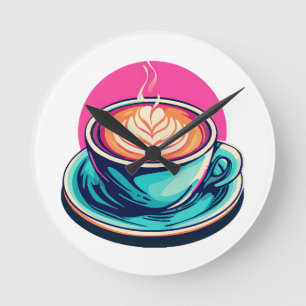 Relógio Redondo xícara de cappuccino