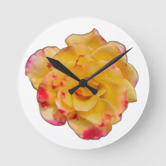 Relógio Redondo Yellow and Pink Rose Clock